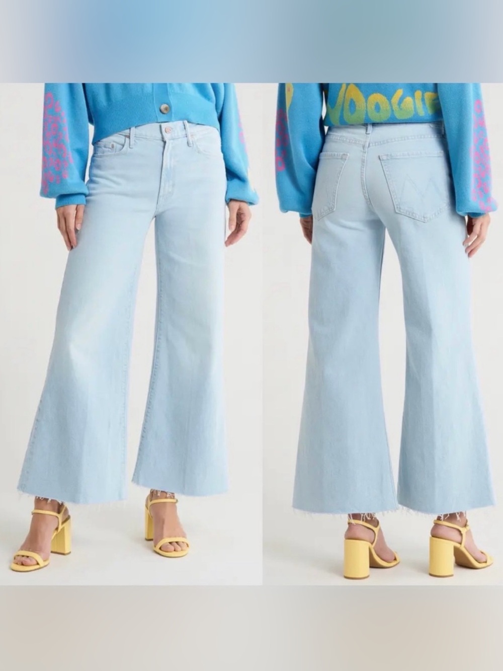 MOTHER The Twister Ankle Fray Cowabunga wide-leg high-rise size 27 NWOT